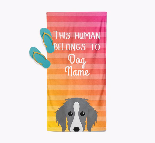 Personalised Pool Towel 'This Human Belongs To {dogsName}' with {breedFullName} Icon